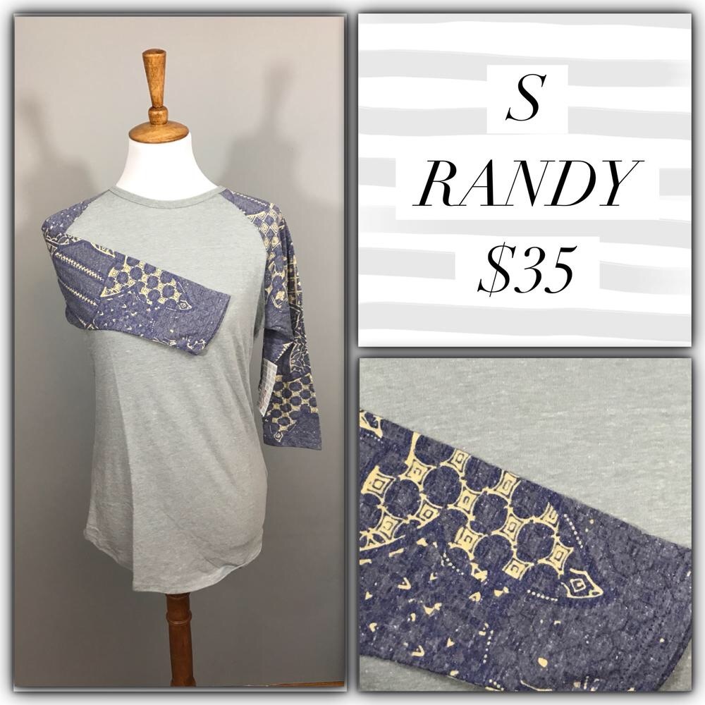 LuLaRoe Randy Baseball Tee, 3/4 length sleeves